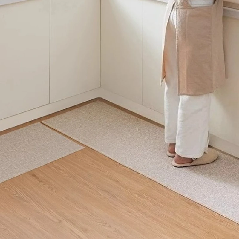 Küchenfußmatte, TPR-Anti-Rutsch-Teppich für Schlafzimmer, Nachttisch, Bodenmatte, cremefarbener Korridor, waschbarer Teppich, Zuhause, Waschküche, weicher Teppich Image