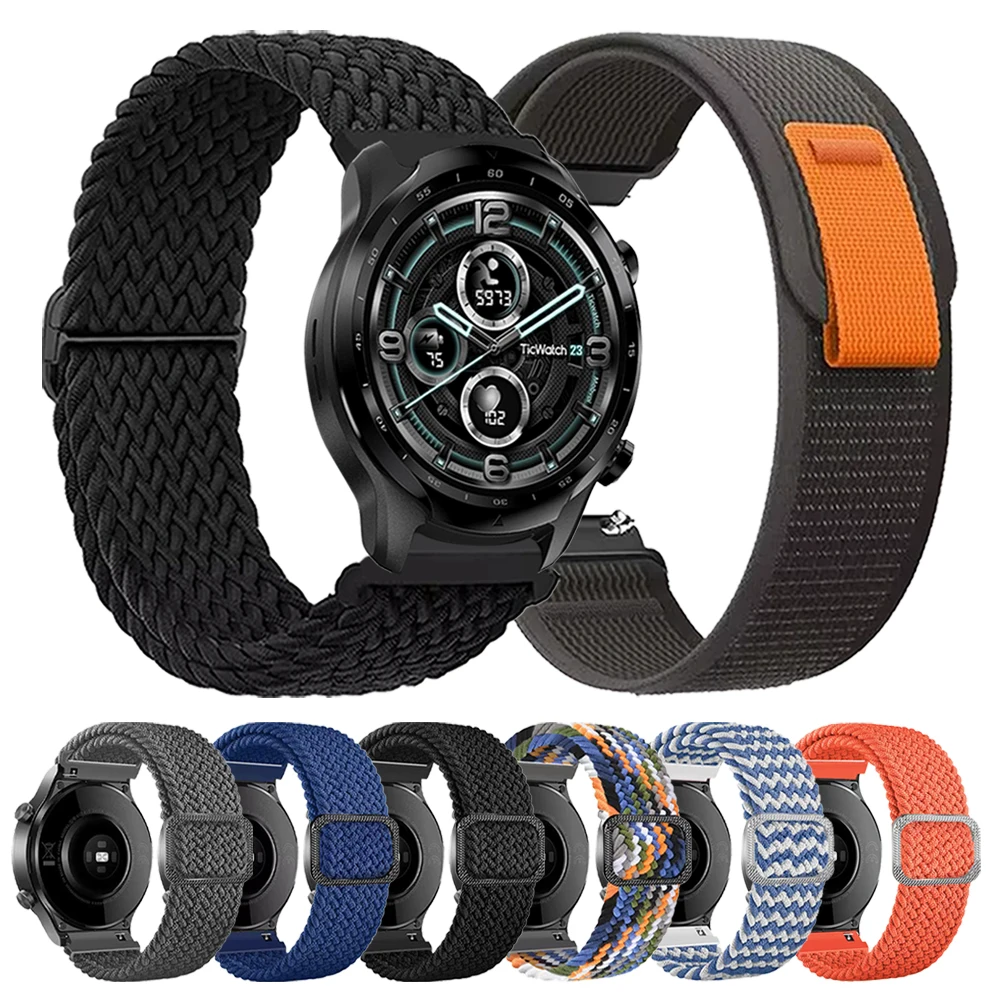 20mm 22mm Nylon-Armband für TicWatch GTH 2 GTW GTX S2 E3 E2 E 2 Armband für TicWatch Pro 3 Ultra GPS/2021 Atmungsaktive Uhrenarmbänder Image