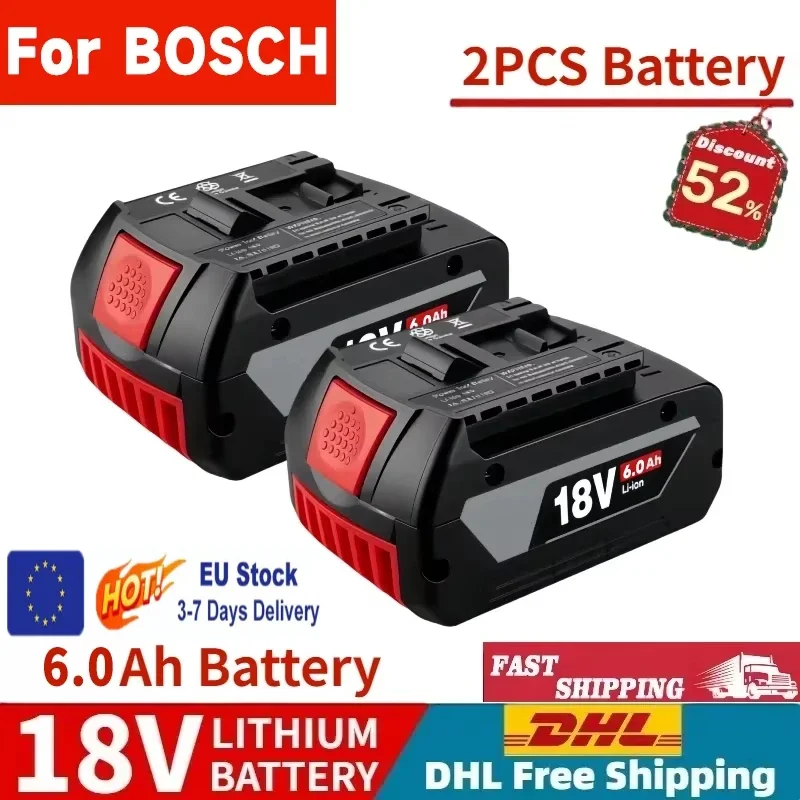 Para BOSCH Authentic 18V 6000mAh Batterie für iPhone GBA 18V 6,0Ah 18V Profi GBA GSR GSB BAT618 BAT609 Image