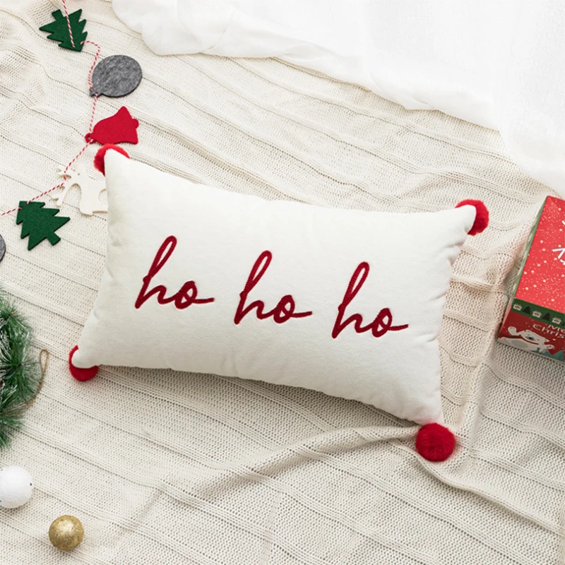 Weihnachten Kissenbezug dekorative Weihnachtsmann Cartoon gedruckt bestickt Kissen Kissenbezug Home Sofa Weihnachten Kissenbezug Image