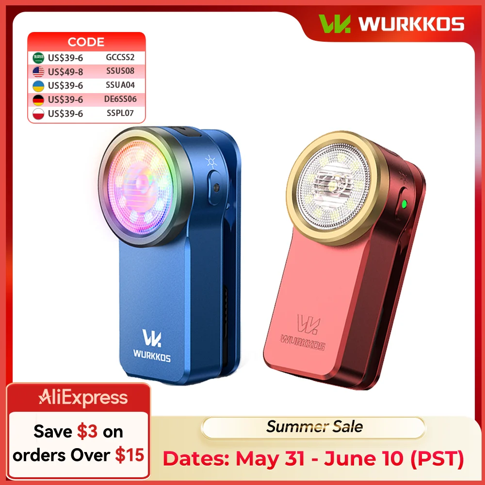 Wurkkos HD03 Taschenlampe mit Magnetclip, 680LM, wiederaufladbar, mit RGB-Modi für Nachtbeleuchtung, Camping und Positionierung Image