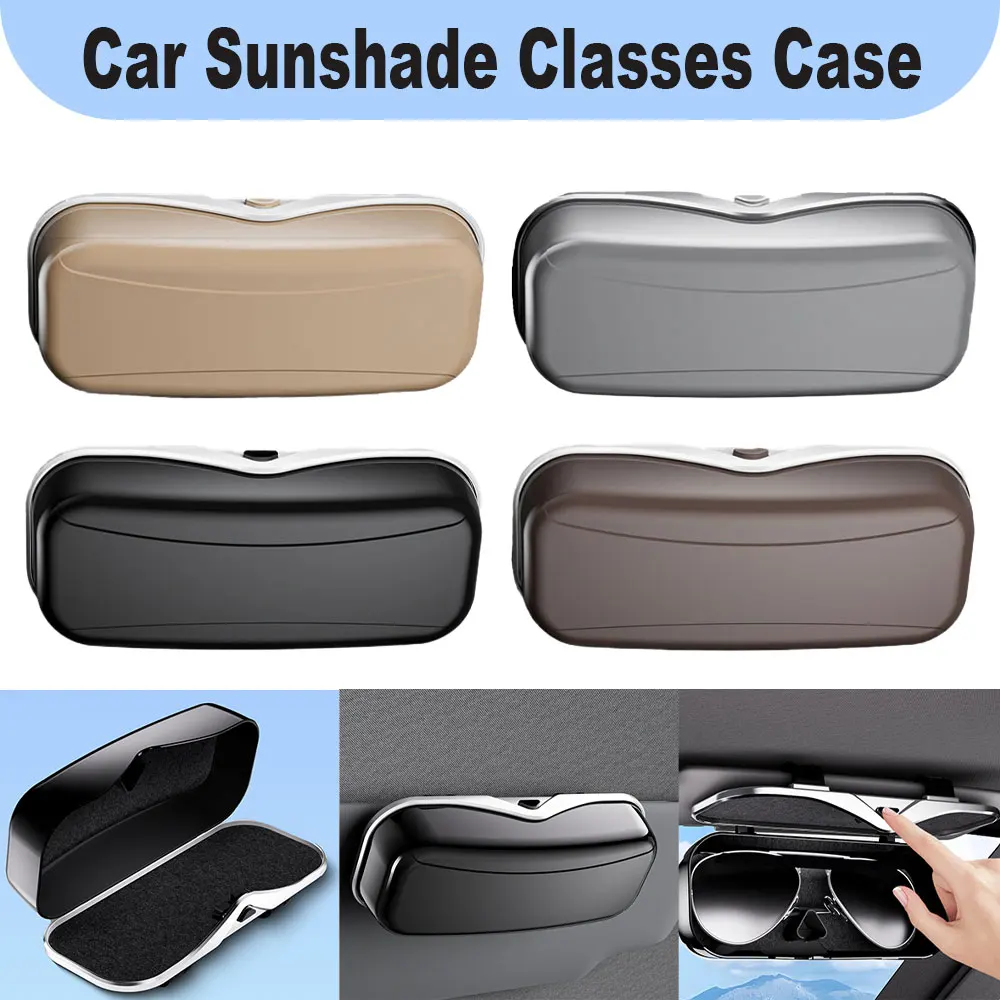 Auto Sonnenblende Brillenetui Anti-Scratch Auto Sonnenbrillenhalter Brillenaufbewahrung Hartbox Universal für Limousine SUV MPV LKW Image
