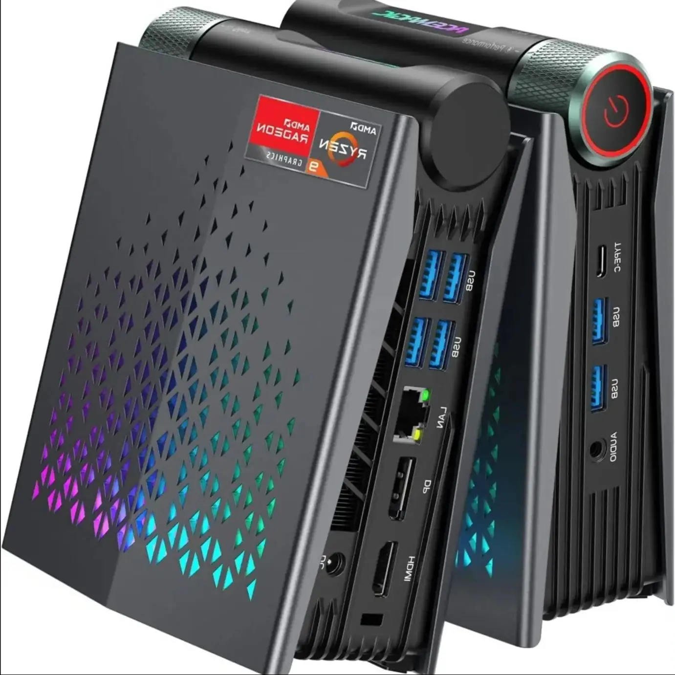 Gaming Mini-PC mit AMD Ryzen 7 8745HS Radeon Grafik 16GB DDR5 512GB SSD WiFi 6 | RGB-Beleuchtung, Dreifach-Display-fähig für Gaming Image