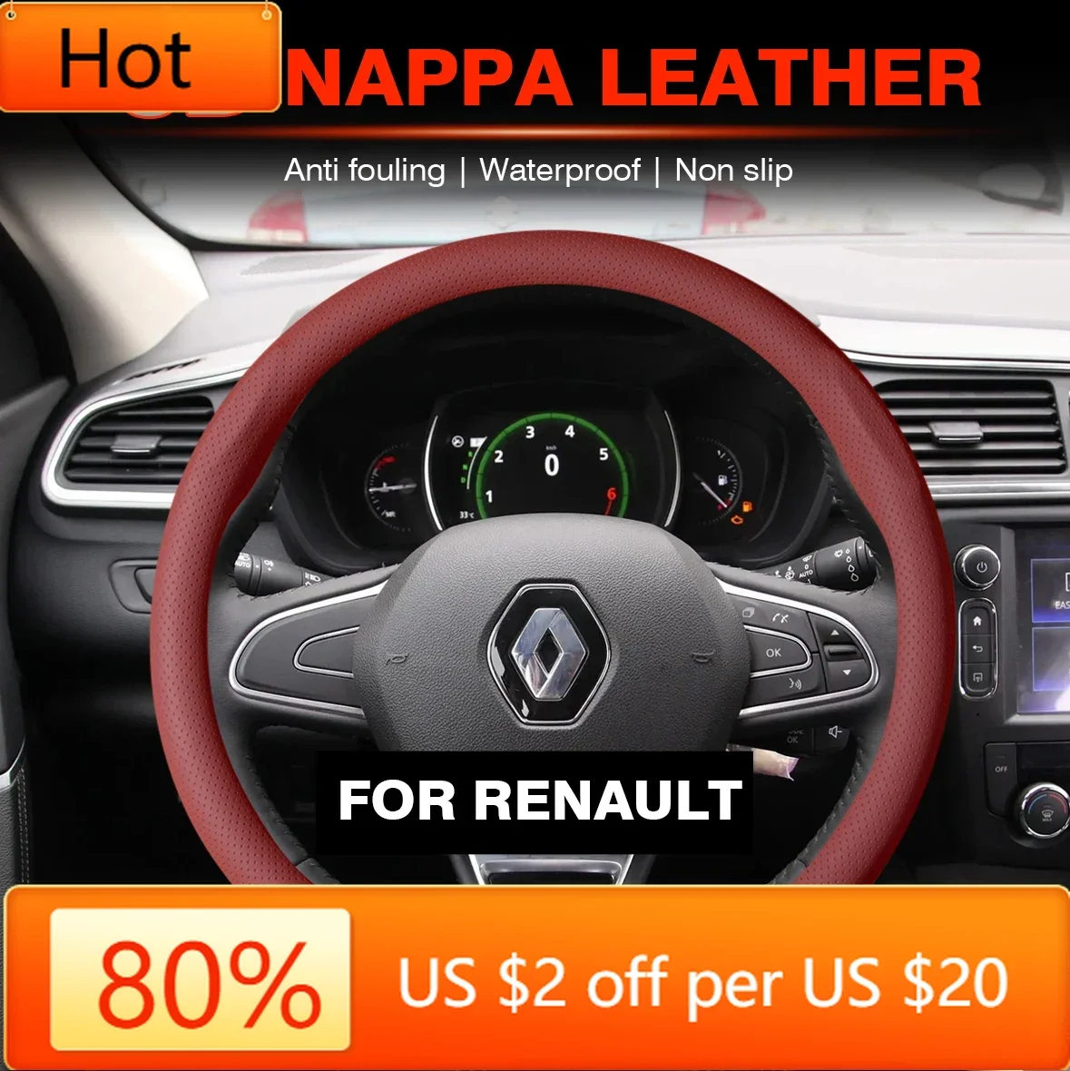 Autocollants intérieurs en cuir Nappa pour Renault Megane 2026, couverture de volant de voiture pour Renault Megane 3 2 4 Clio4 5 Captur Trafic Sce