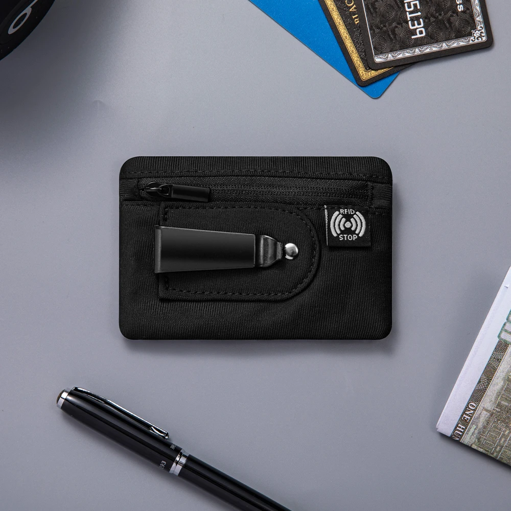 Portefeuille mince à clip caché RFID, fonction de blocage RFID, porte-carte de crédit de voyage, porte-carte de crédit/carte d