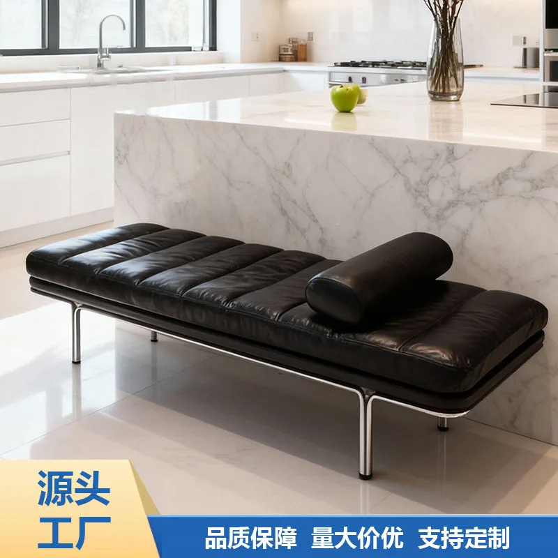 Modernes, minimalistisches, verstellbares Barcelona-Schlafsofa mit Armlehnen, Sofahocker im Bauhaus-Design für das Wohnzimmer Image