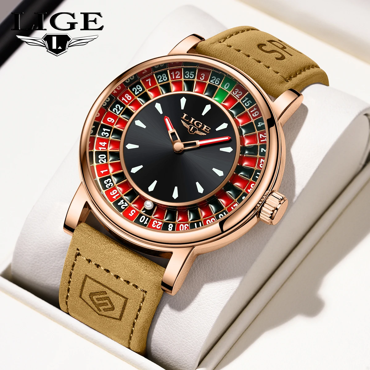 LIGE Herrenuhren, modisch, luxuriös, 30 m wasserdicht, leuchtende Herren-Sportuhren, Funktionen: Uhren, Geschenk für Männer, montres hommes + BOX Image