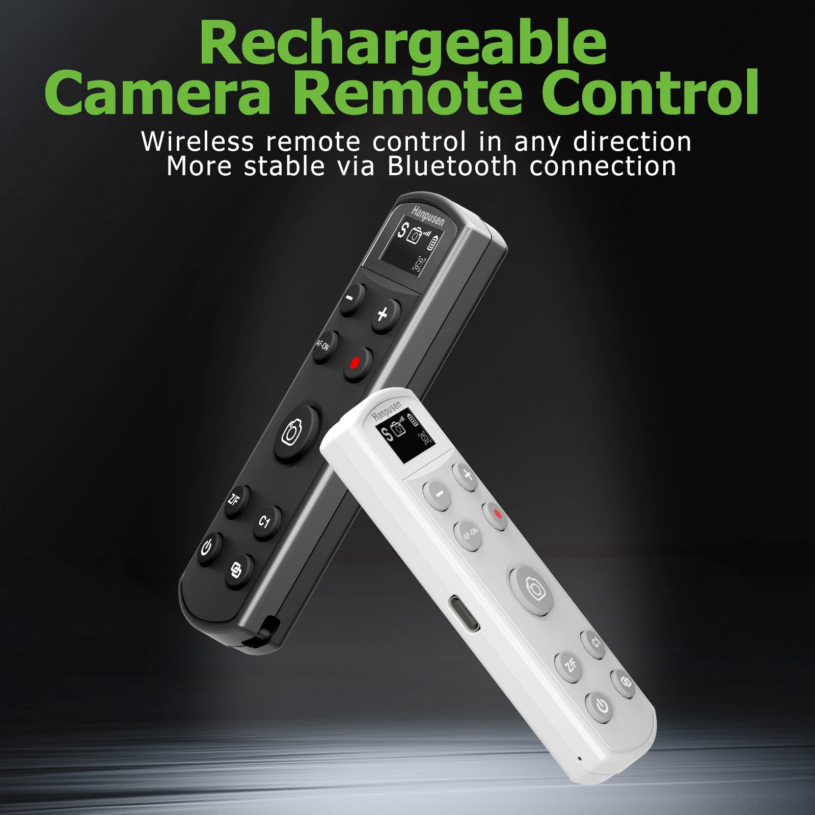 Hanpusen Kabellose Bluetooth-Fernbedienung mit OLED-Display, USB-C, wiederaufladbar, für Canon/Sony/Nikon/Fujifilm-Kameras Image