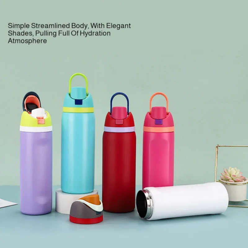 Edelstahl Vakuum-Isolierte Wasserflasche Outdoor-Sport Auslaufsicher Doppelwandiger Reisebecher Tragbare Thermoskanne Image