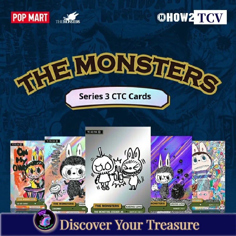 Tcv Popmart How2work Ctc – The Monsters Series 3-Karten-Blindbox, Mystery Box, Kindergeschenk, Autogramm, Autogramm, ultrakellte Karte, Zimomo Image