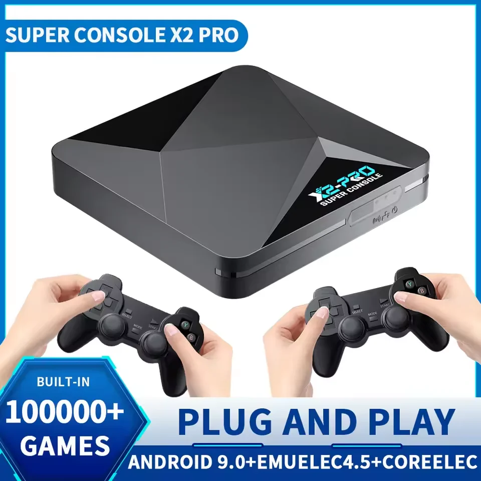 Super Console X2 Pro boîte de jeu US/UK/EU Console de jeu vidéo rétro TV Box 100000 jeux vidéo pour SS/MAME/FC/NAOMI/Sega avec manette de jeu