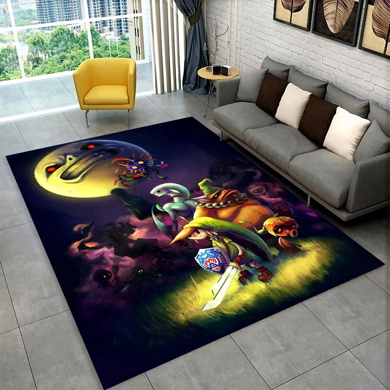 Klassischer Spielteppich „Z-Zelda Cartoon Link“ für Spielzimmer, Schlafzimmer, Wohnzimmer, Sofa, Heimdekoration, Kinderteppich, rutschfeste Bodenmatte