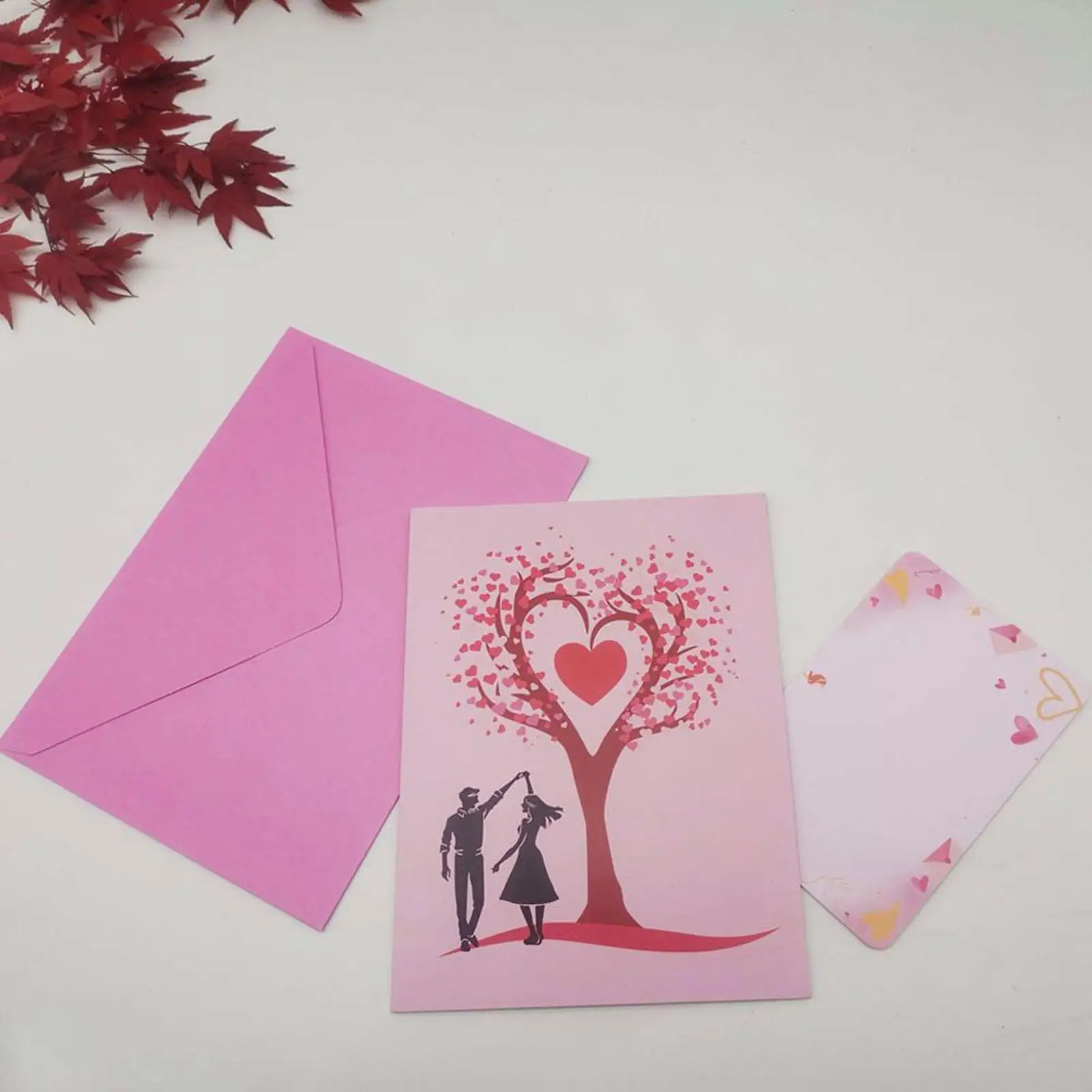 Valentinstagskarten Romantisches Tanzpaar Andenken Liebesbaum-Design 3D-Grußkarten mit Umschlag und Notiz für Paare Freundin Image