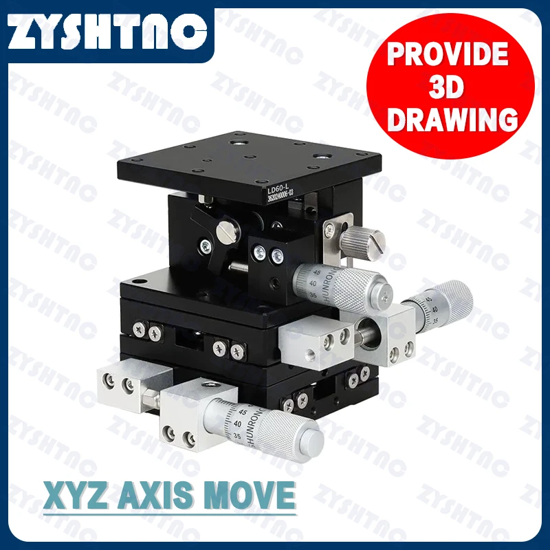 Hochpräzises Mikrometer, lineare Bühne, manuelle Verschiebungsplattform, XYZ-Achse 25/40/60 mm für optische Geräte, biomedizinische Wissenschaft Image