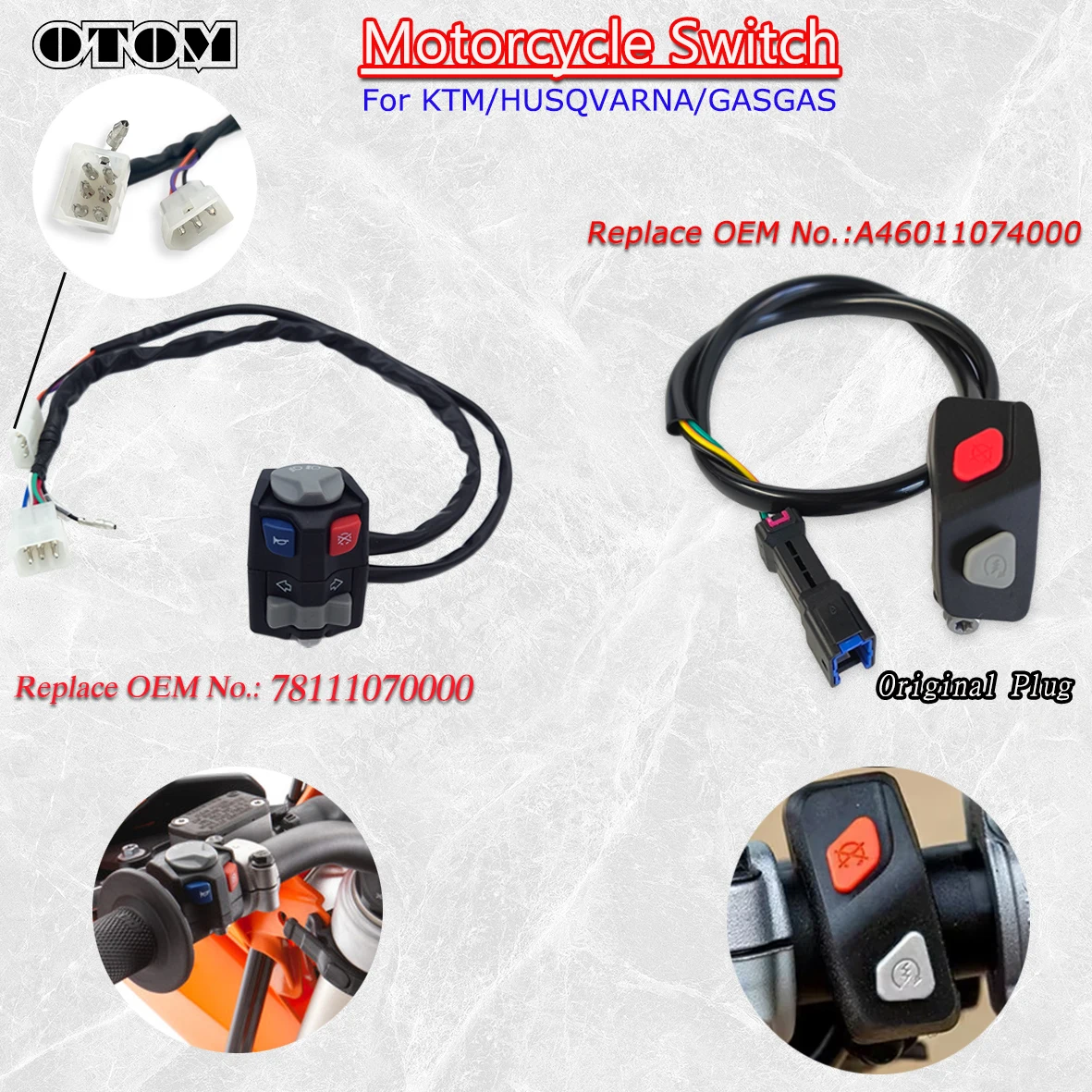 Kombinationsschalter für KTM EXC EXC-F XCW 200 250 350 Enduro Motorrad Motor Stop Kill Scheinwerfer Strahl Horn Blinker Ein Aus Image