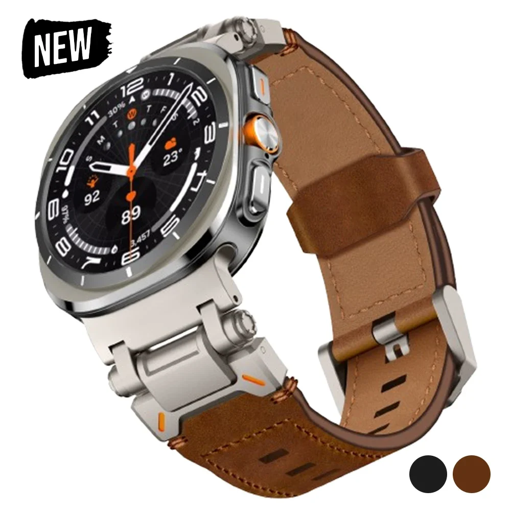 Luxuriöses Lederarmband für Samsung Galaxy Watch Ultra 47 mm, Business-Armband, Sportarmband für GALAXY ULTRA 7 47 mm, ohne Lücken Image