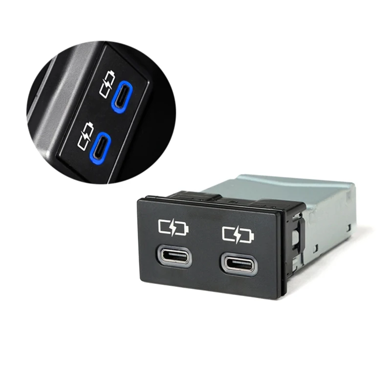 12V 2,1 A Auto Ladegerät Staubdicht Buchse Dual Typ-C Lade Outlet Power Adapter Für Toyota Camry Avalon Highlander levin RAV4 Image