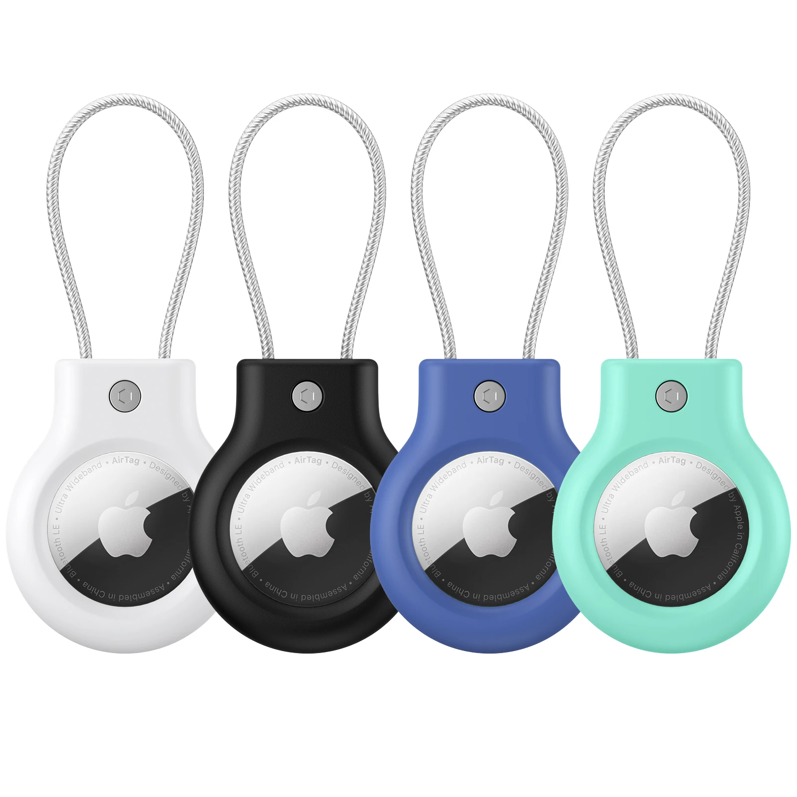 Für Apple Airtags Schlüsselanhänger-Halterung mit Stahldrahtleitung, Anti-Verlust-Tracker, 360-Grad-Schutz für Gepäck, Rucksack, Schlüssel