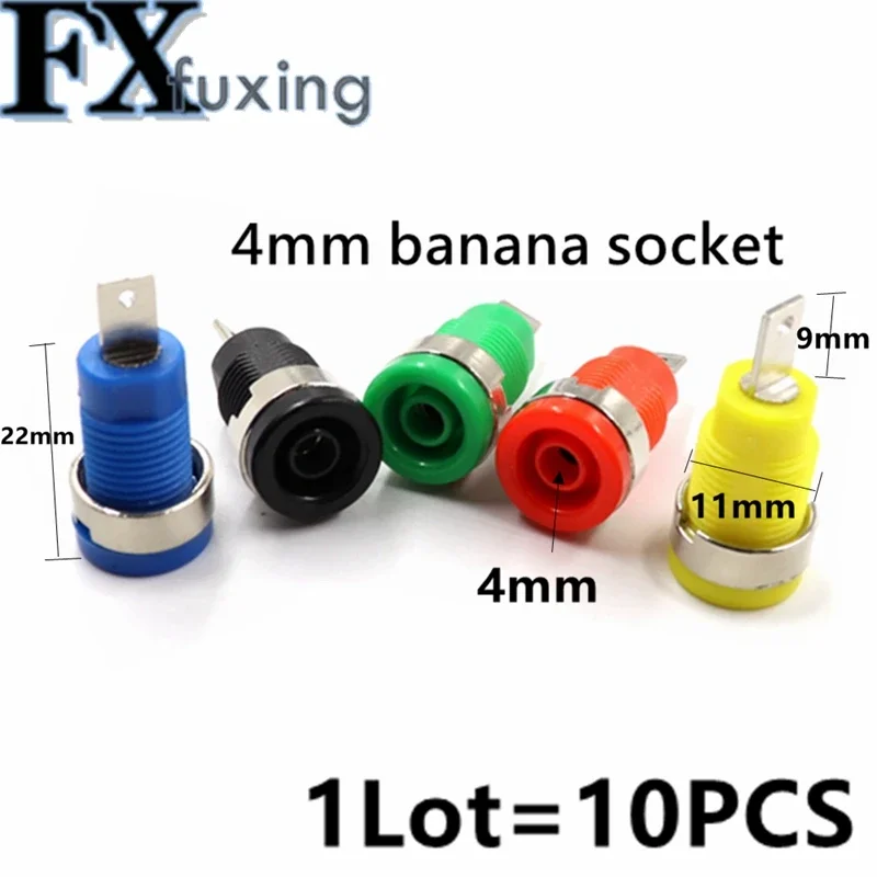 10Pcs Isolierte Sicherheit 4mm Bananen Weibliche Jack Panel Mount Buchse Binding Post Stecker Rot Schwarz Bluse Grün Löten lug Image
