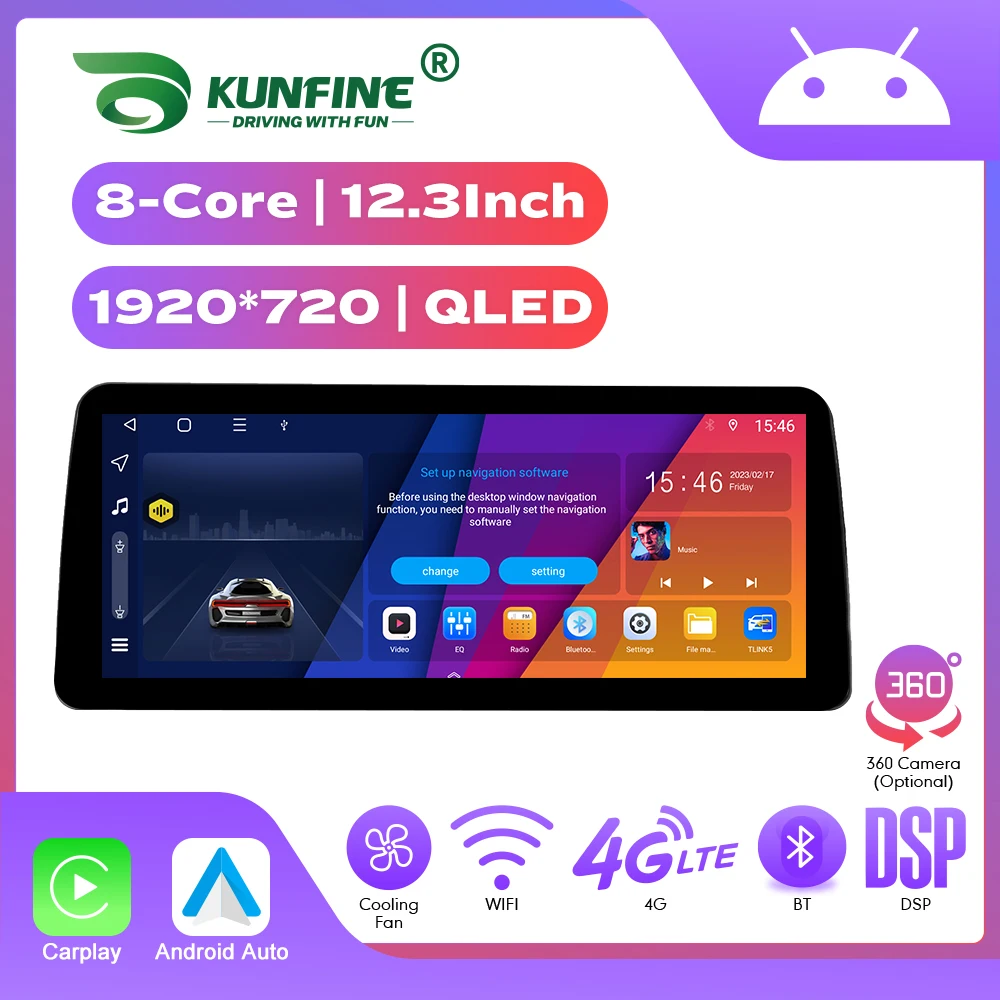 12,3 Zoll In-cell QLED Bildschirm Auto Radio Android Octa Core Auto Stereo DVD GPS Navigation Carplay Android Auto 4G WIFI GPS