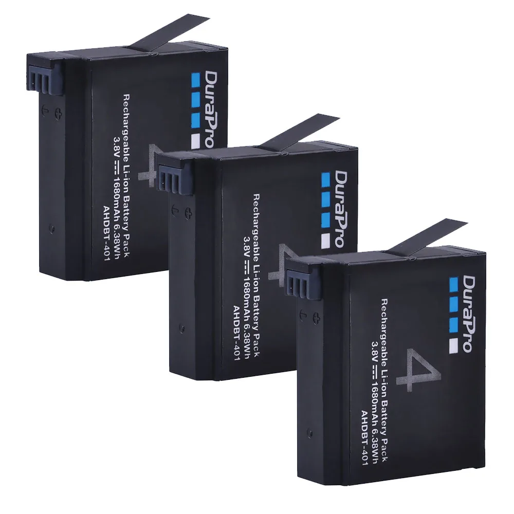 DuraPro 1680 mAh Go Pro Hero 4 Akku Ersatzbateria + Ladegerät für GoPro HERO4 AHDBT-401 Action-Kamera-Zubehör Image