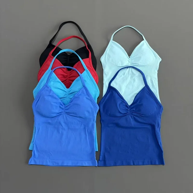 HISTELLO Df Dupe Gym Longline Strappy Top Yoga-Weste Damen Rückenfreies Tanktop Sport-Fitness-BH Lauf-Workout-Gym-Top Image