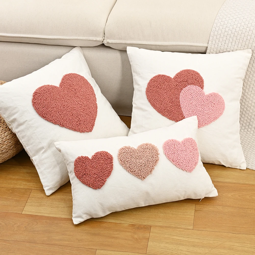 BUYNOW 1 Stück herzförmiger Plüsch-Kissenbezug, einfacher Valentinstag, Wohnzimmer, Sofa, 45,7 x 45,7 cm, Kissenbezüge für Zuhause, Schlafzimmer, Dekoration Image