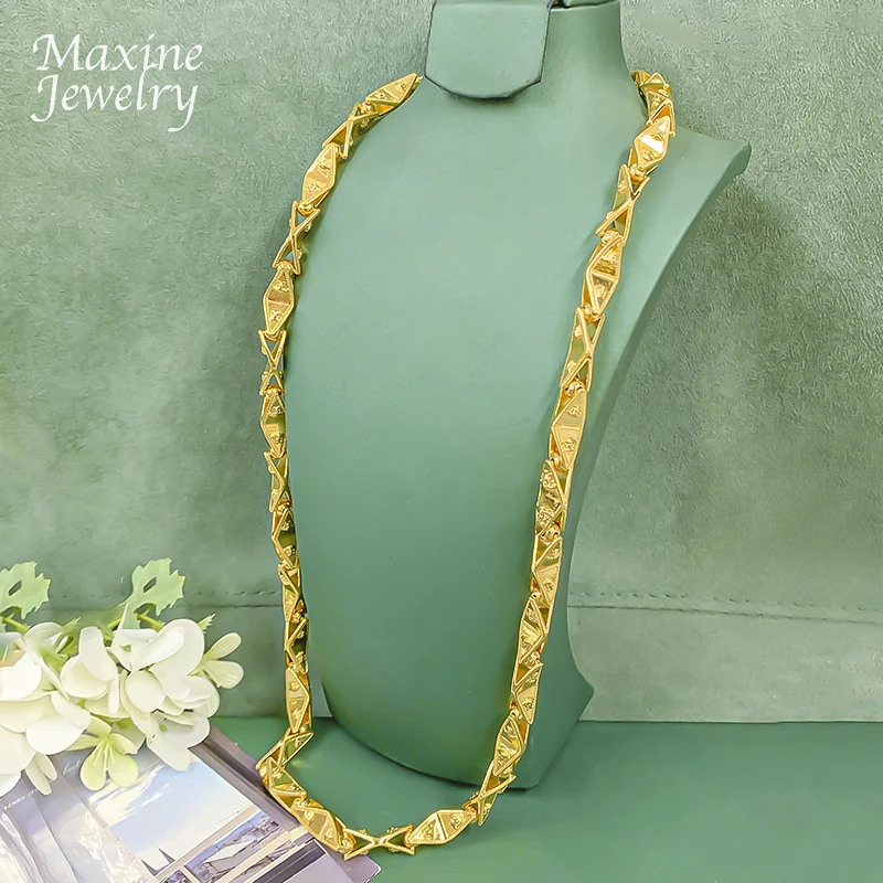 24 Zoll Goldene Lange Kette Statement Dubai 18K Vergoldete Hip-Hop Halskette Schmuckset für Herren Verlobungsschmuck Luxusgeschenke