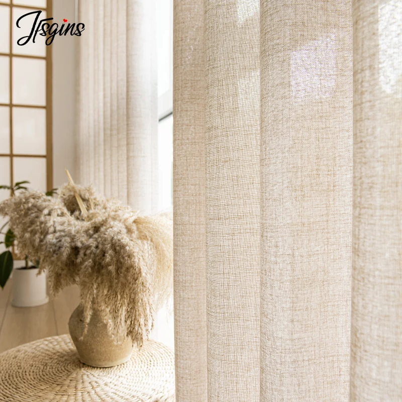 Halle japanische Tüll-Voile-Vorhänge für Wohnzimmer, Mädchen, Schlafzimmer, Balkon, halbtransparenter Vorhang für Küche, Rideaux, individuelle Cortinas Image