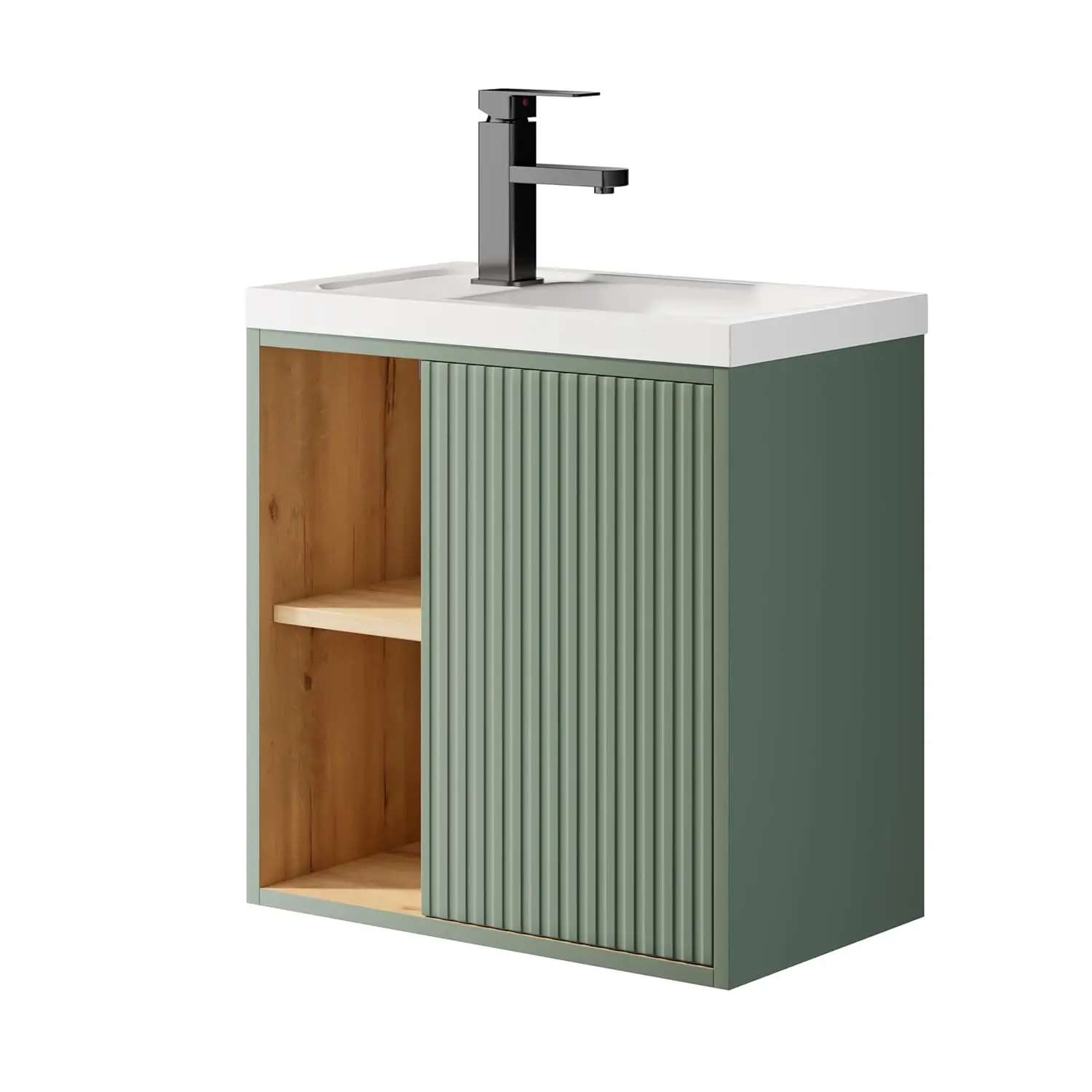 Waschbecken mit Unterschrank zum Aufhängen 50,5 cm, Gäste-WC-Waschbecken, klein, Waschbecken mit Wasserhahn, Waschtischmöbel zum Aufhängen, individuell gestaltet