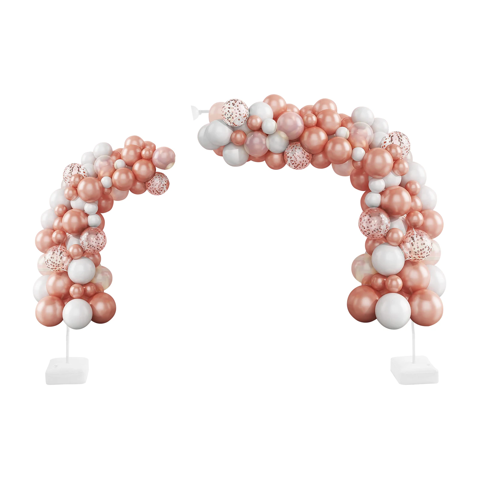 Bymaocar 1,5 m + 2,5 m Ballonbogen-Ständer-Set, frei biegendes Ballonbogen-Set, Ballonständer mit Sockel weiß Image