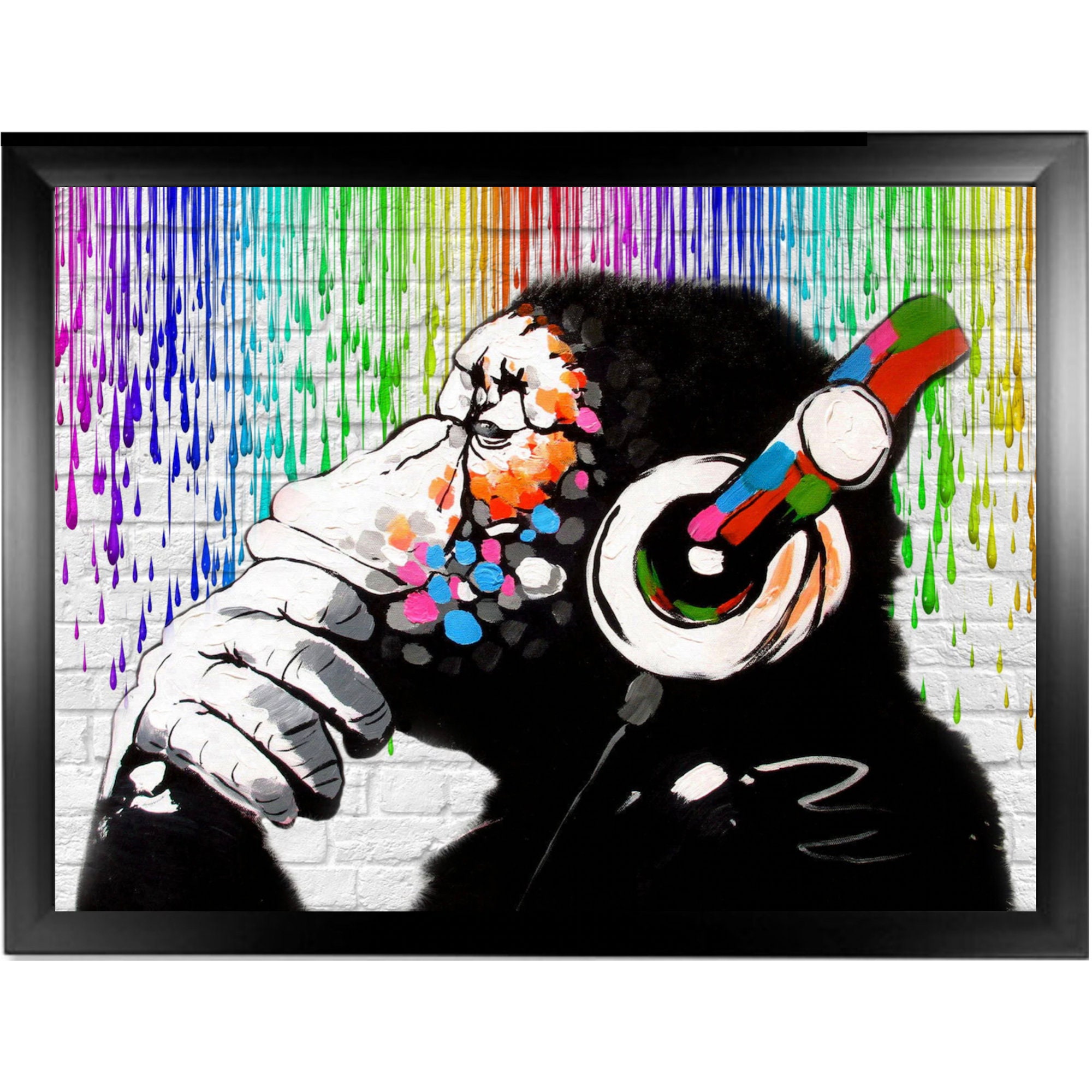 Vassoio da grembo con cuscino Banksy DJ Monkey: vassoio da grembo colorato con cuscino a sacco, grande vassoio imbottito per scrivania per laptop (opz