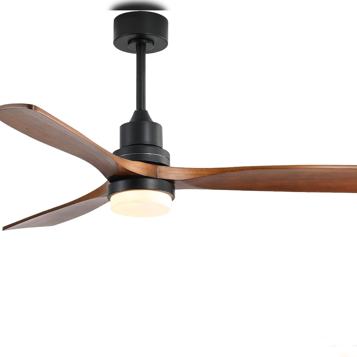 MODFU Deckenventilator mit LED-Beleuchtung Schwarz 52x132x132 cm mit Fernbedienung, Timer, Umkehrfunktion, 6 Stufen, leiser DC-Motor, 3 Farb Licht Image