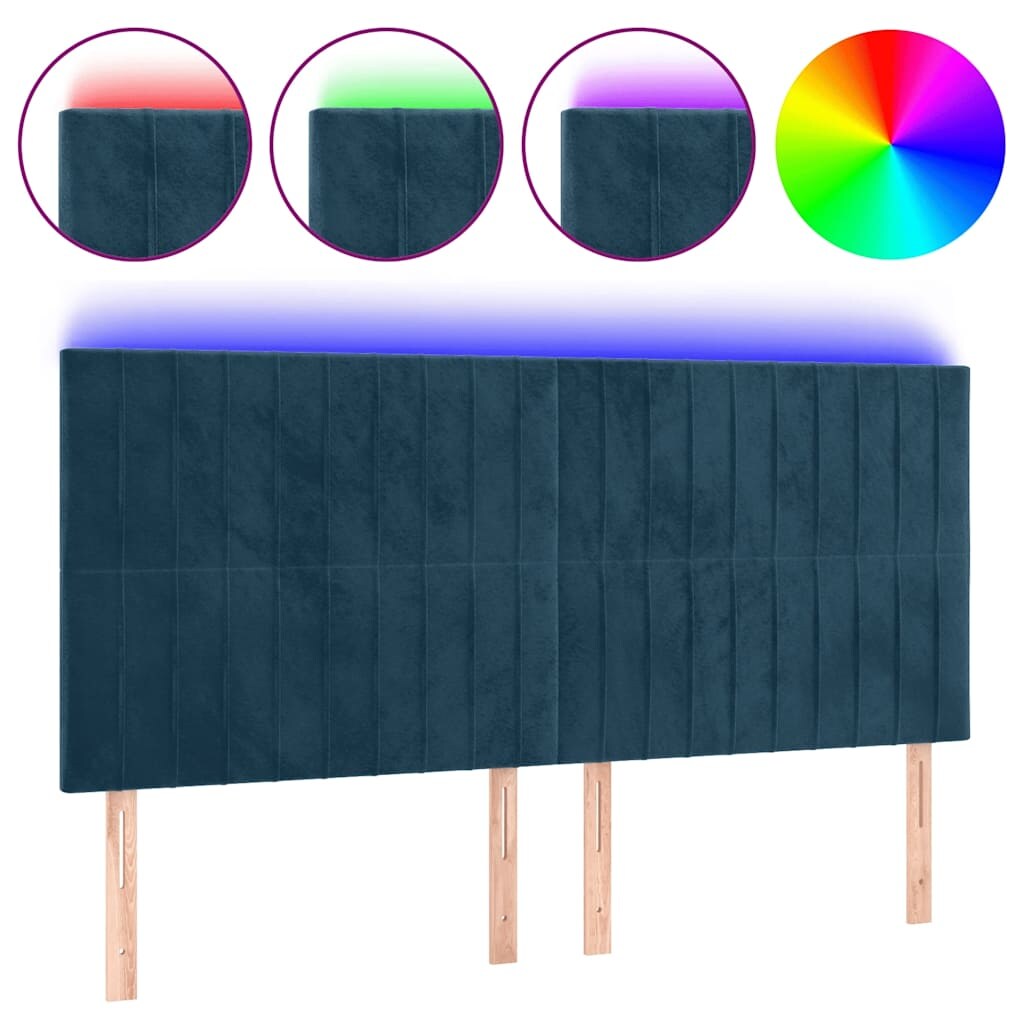 vidaXL LED Kopfteil Dunkelblau 200x5x118/128 cm Samt Image