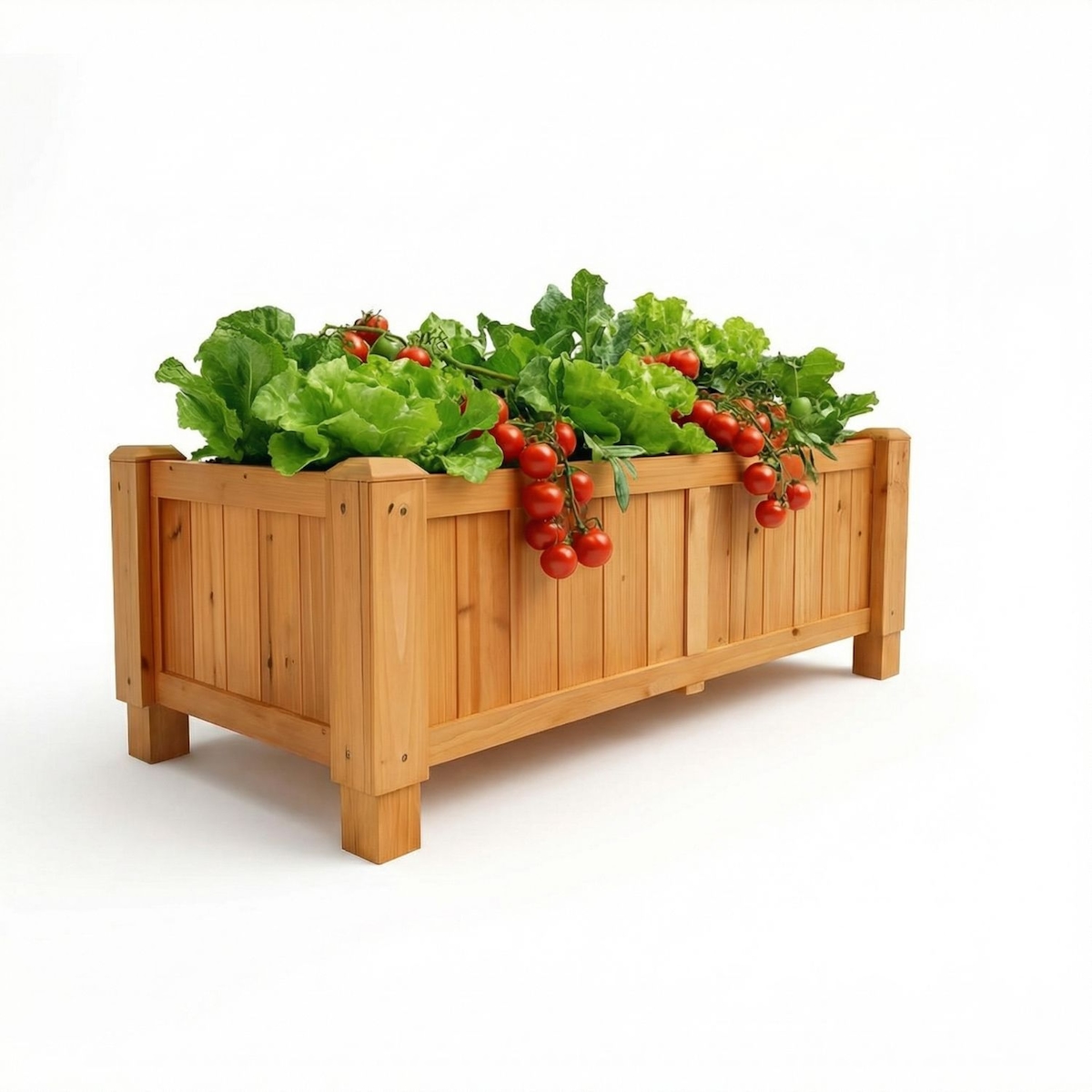Coemo Hochbeet Massivholz natur - 120 x 40 x 30 cm, 1 Regalboden, 1 x Pflanzfolie Image