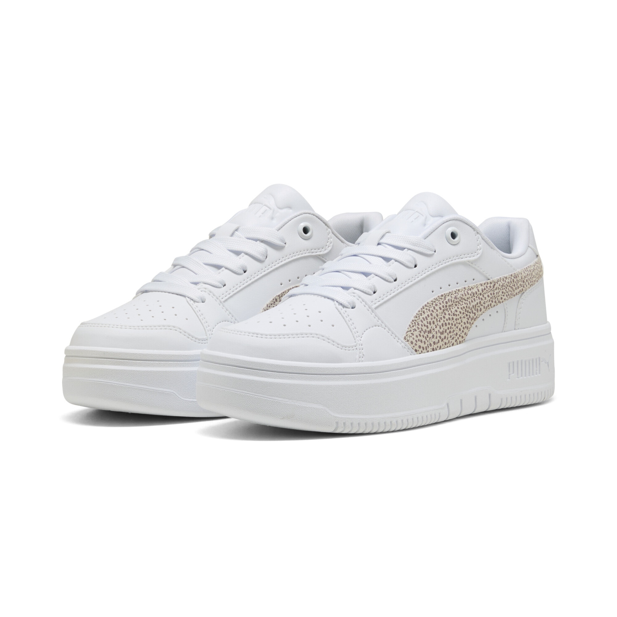 Sneaker PUMA "Rebound Femme Low Topcat Sneakers Damen", Damen, Gr. 42, weiß frosted ivory rose latte beige, Obermaterial: Synthetik, Kuhleder, Textil; Futter: Textil; Innensohle: Keine Angabe; Laufsohle: Gummi, Schuhe Sneaker
