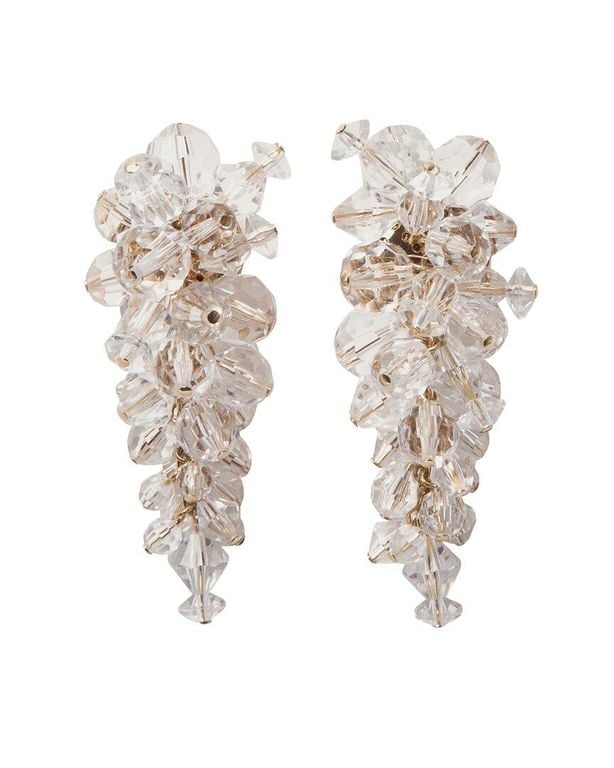 Cz Clear Bead Cluster Short Earrings - White - Carolina Herrera Earrings