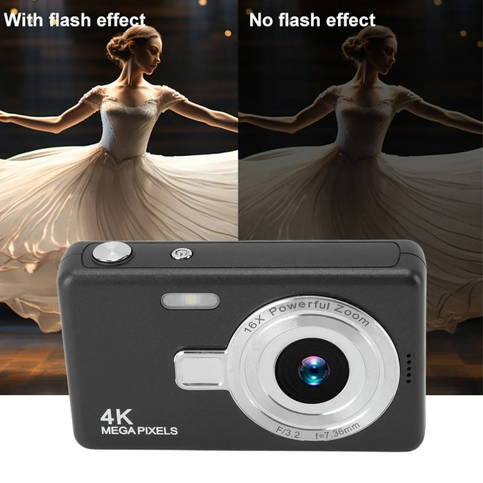 Appareil photo numérique portable 12MP 1080P Appareil photo numérique Écran 2,4 pouces Zoom 16X Mise au point automatique Appareil photo numérique pour étudiant Vlog