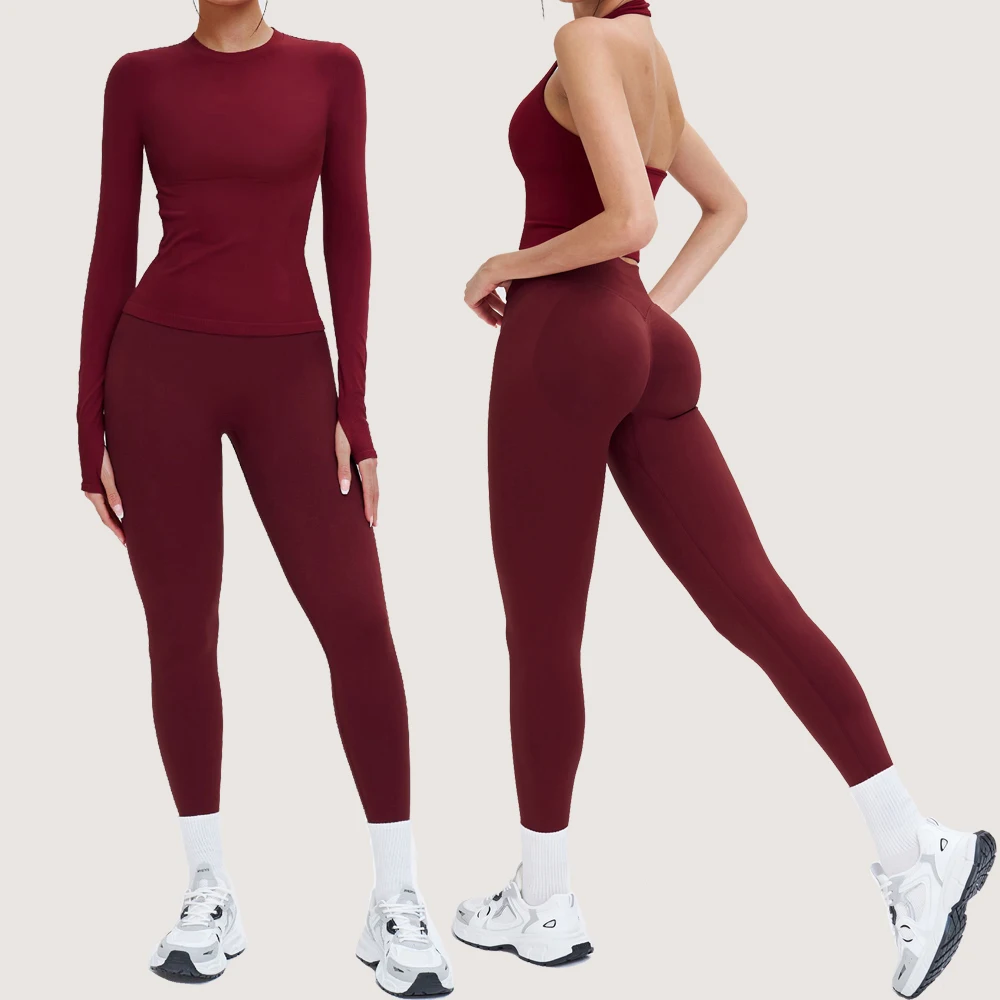2 pièces de vêtements de sport, ensembles de yoga, vêtements de fitness, vêtements de sport, ensembles de yoga, ensembles de fitness, gilets de sport, manches courtes, manches longues