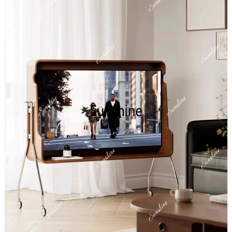 Meuble TV nordique mobile et réglable, salon, roulettes de styliste moderne, meuble TV d'angle en noyer, meubles de maison