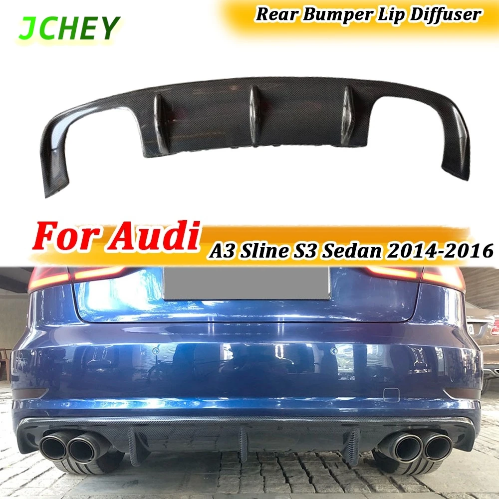 Diffuseur de pare-chocs arrière en fibre de carbone FRP pour Audi, style de voiture, Audi A3 Sline S3 Sedan 4 portes non A3 Standard 2014 2015 2016