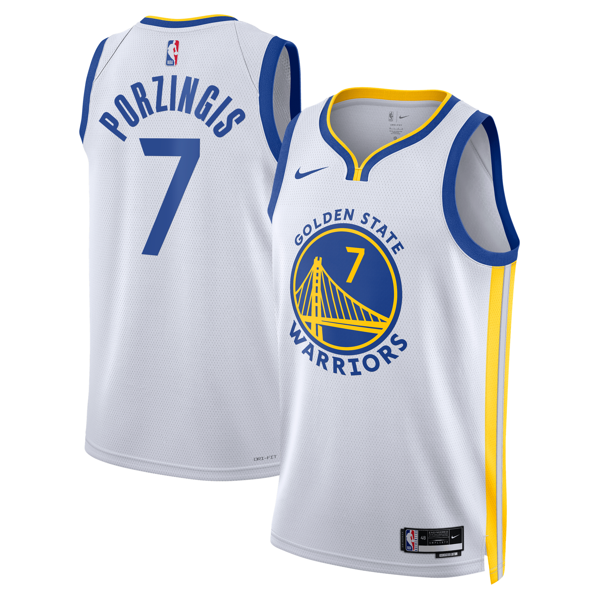 Maillot Swingman Nike Association Edition des Golden State Warriors - Blanc - Kristaps Porziņģis - Unisexe - Homme Taille: 2XL