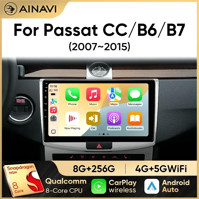 Ainavi Multimedia-Player für Volkswagen VW Passat B6 B7 CC 2007-2015 Kabelloses Carplay Radio Android Auto Autoradio 2 Din Image
