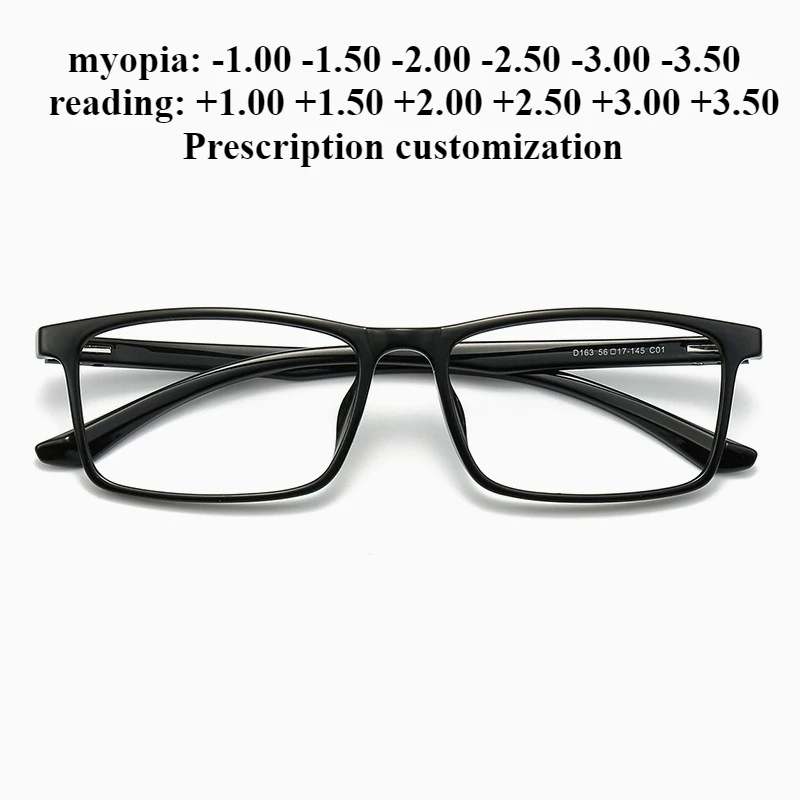 56mm-143mm Neue Ultra-licht TR männer Rechteckige Große Gesicht Myopie Optische Gläser Rahmen Angepasst Anti-blau Licht Lesebrille Image