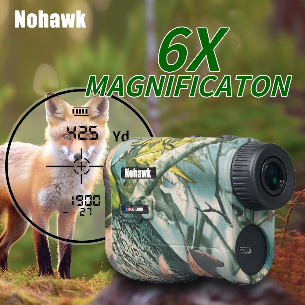 Nohawk Golf-Laser-Entfernungsmesser, 600 m, 1000 m, multifunktionales Teleskop mit Flaggen-Lock, Neigungs-Entfernungsmesser für die Jagd, Monokular Image