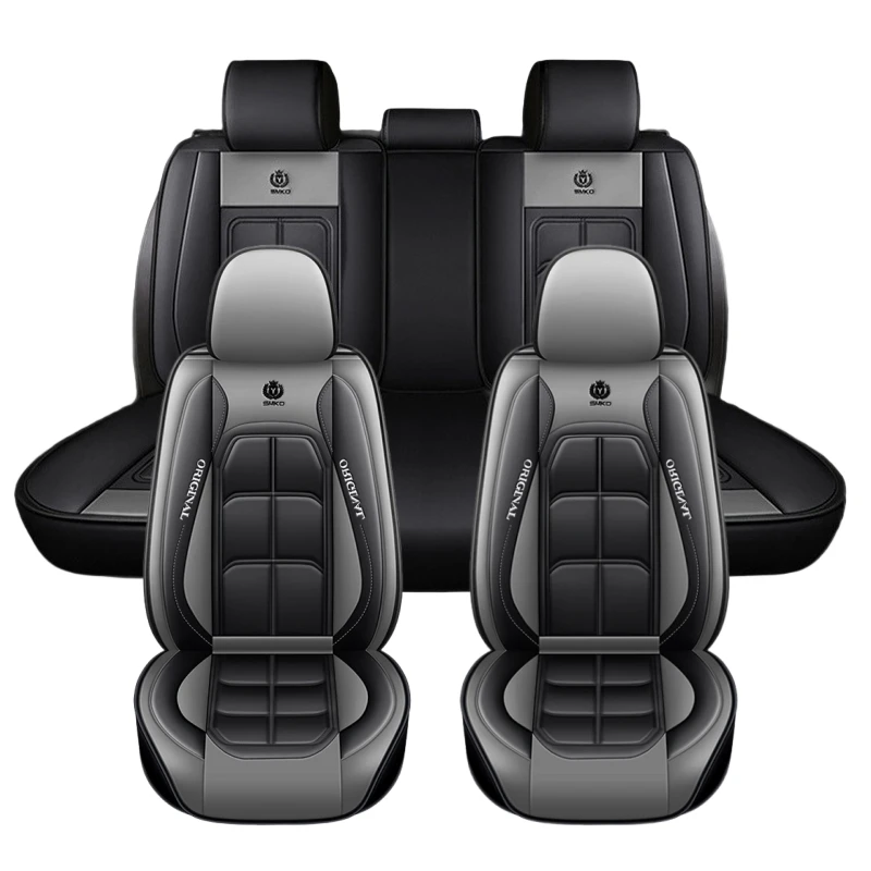 5-Sitzer-Autositzbezüge aus PU-Leder – robuste, vollständige Abdeckung, passend für Limousinen, SUVs, LKWs – nicht gepolsterter, leicht zu reinigender Sitzschutz Image