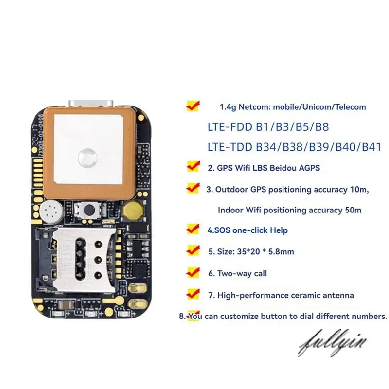FULL-ZX908 Mini 4G GPS Tracker PCBA Chip Board Für Fahrzeug Auto Person Tracking System Drahtlose WIFI Beidou Satellite locator Image