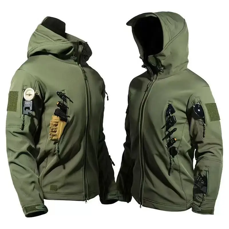 Männer Winter Herbst Fleece Softshell Wasserdichte Taktische Militärische Camping Wandern Jacken Klettern Jagd Hosen Kampf Hosen Image