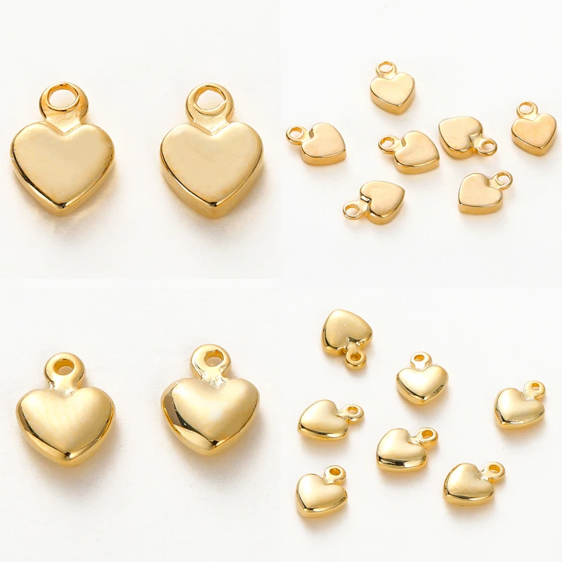 20 Stück 14K/18K vergoldete Herzform Messing Anhänger mit Loch verlängerte Kette Charms für DIY Halskette Schmuckherstellung Zubehör Image