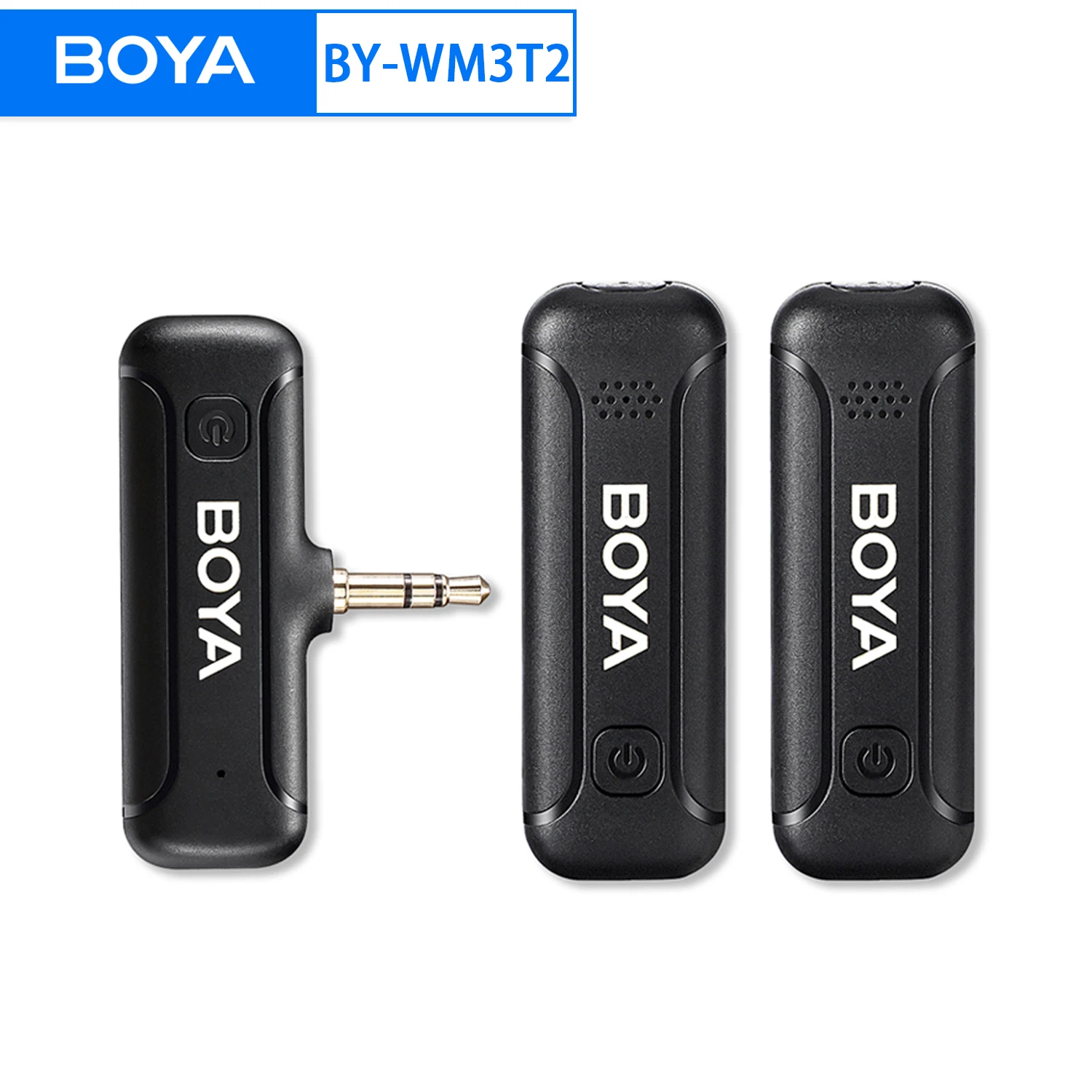 Boya BY-WM3T2-M2 drahtloses Laval ier Revers 3,5mm trs Rausch unterdrückung mikrofon für Canon, Nikon, Sony Kameras Vlogging Aufnahme Image